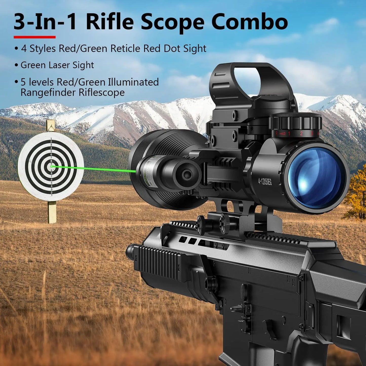 TAC-1: 4-16x50 Illuminated Reticle Scope Package