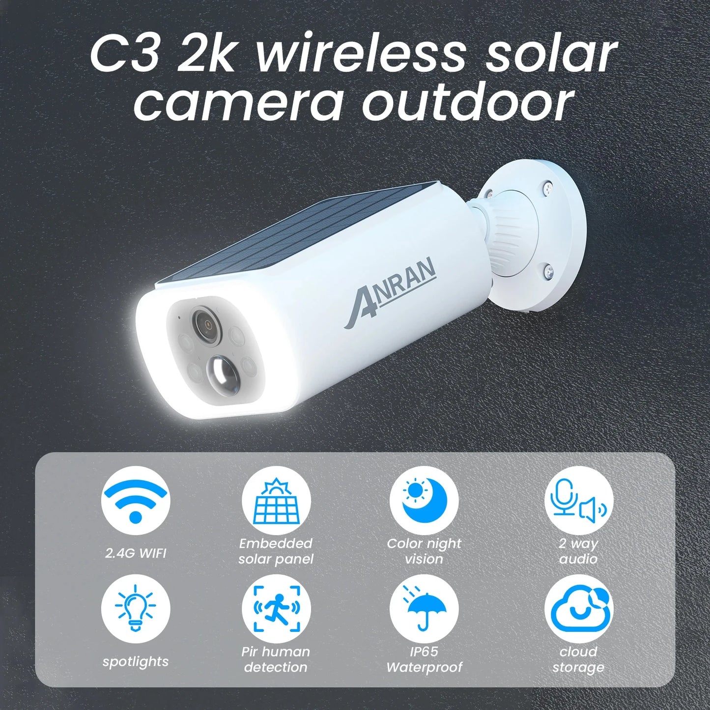 ANRAN 2K Solar Security Camera